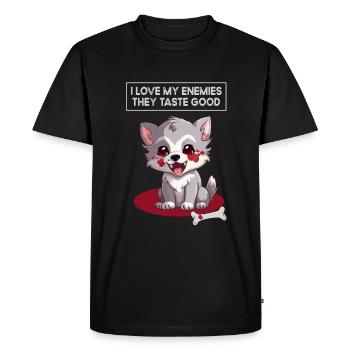 I love my enemies humor sarcasm wolf - Men's Premium Organic T-Shirt - black - Front - Nico (187cm)