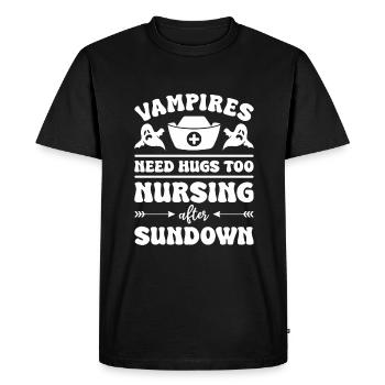 Vampires Need Hugs Too Nursing After Sundown Nurse - Men's Premium Organic T-Shirt - black - Front - Nico (187cm)