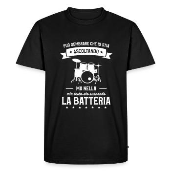 Ma Nella Mia Testa Sto Suorando La Batteria - Men's Premium Organic T-Shirt - black - Front - Nico (187cm)