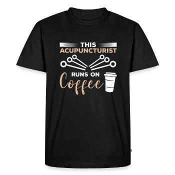 Cet acupuncteur fonctionne sur l’acupuncture au café - T-shirt Premium bio Homme - noir - Devant - Nico (187cm)