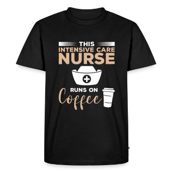 This Intensive Care Nurse Runs On Coffee ICU - Men's Premium Organic T-Shirt - black - Front - Nico (187cm)