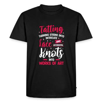 Tatting Turning String Into Intricate Lace And - Men's Premium Organic T-Shirt - black - Front - Nico (187cm)