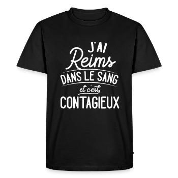 Reims Dans Le Sang Cadeau Rémois - T-shirt Premium bio Homme - noir - Devant - Nico (187cm)