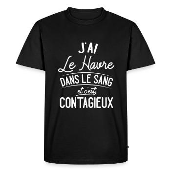 Le Havre Dans Le Sang Cadeau Havrais - T-shirt Premium bio Homme - noir - Devant - Nico (187cm)