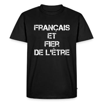 Français Et Fier De L'ëtre Cadeau - T-shirt Premium bio Homme - noir - Devant - Nico (187cm)