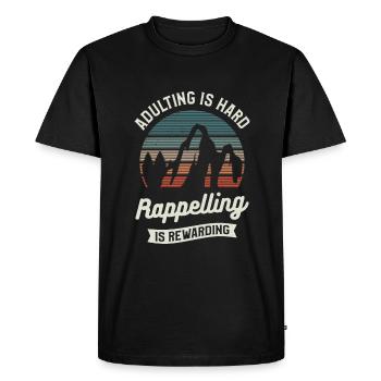 L’âge adulte est difficile, la descente en rappel est gratifiante - T-shirt Premium bio Homme - noir - Devant - Nico (187cm)