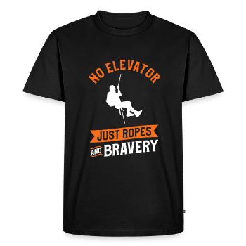 Pas d’ascenseur, juste des cordes et de la bravoure en rappel - T-shirt Premium bio Homme - noir - Devant - Nico (187cm)