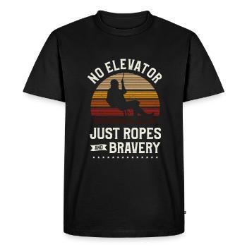 Pas d’ascenseur, juste des cordes et de la bravoure en rappel - T-shirt Premium bio Homme - noir - Devant - Nico (187cm)