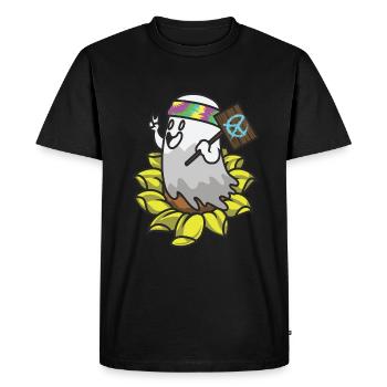 Citrouille Hippy Halloween paix Hippie - T-shirt Premium bio Homme - noir - Devant - Nico (187cm)
