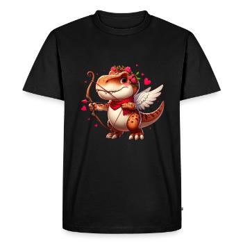 Cupidon T-Rex Saint Valentin dinosaure amour flèche - T-shirt Premium bio Homme - noir - Devant - Nico (187cm)