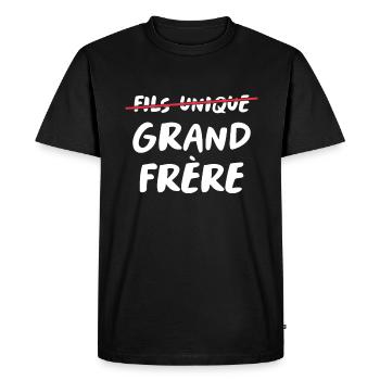 Cadeau Annonce Grand Frère Surprise Famille Drôle - T-shirt Premium bio Homme - noir - Devant - Nico (187cm)