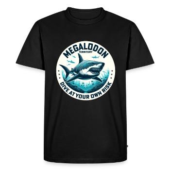 Alerte au territoire du mégalodon | Plongée avec les requins de l’océan - T-shirt Premium bio Homme - noir - Devant - Nico (187cm)