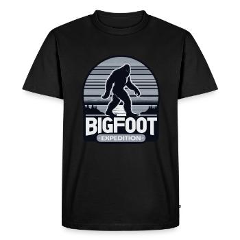 Bigfoot Expedition Hiking | Sasquatch Hunter - Men's Premium Organic T-Shirt - black - Front - Nico (187cm)