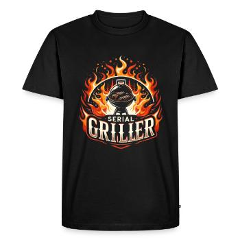 Griller en série cadeau père maître du barbecue - T-shirt Premium bio Homme - noir - Devant - Nico (187cm)