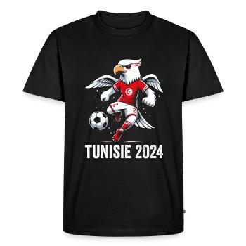 Tunisie 2024 Maillot Aigle Tunisien Supporter Foot - T-shirt Premium bio Homme - noir - Devant - Nico (187cm)