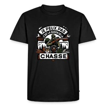 Je Peux Pas Saison De La Chasse Humour Chasseur - T-shirt Premium bio Homme - noir - Devant - Nico (187cm)
