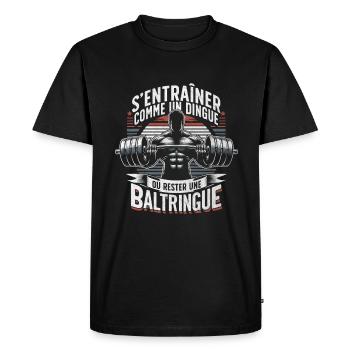 Musculation Baltringue Workout Motivation Fitness - T-shirt Premium bio Homme - noir - Devant - Nico (187cm)
