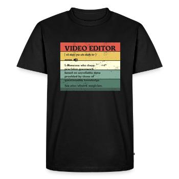 Éditeur vidéo Quelqu’un qui fait des conjectures de précision - T-shirt Premium bio Homme - noir - Devant - Nico (187cm)