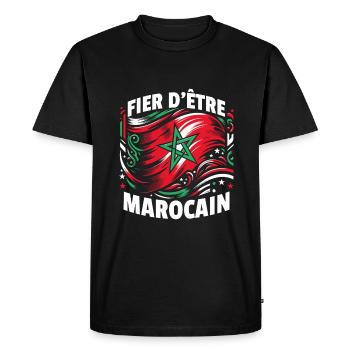 Fier D'Être Marocain Cadeau Maroc Drapeau Maghreb - T-shirt Premium bio Homme - noir - Devant - Nico (187cm)