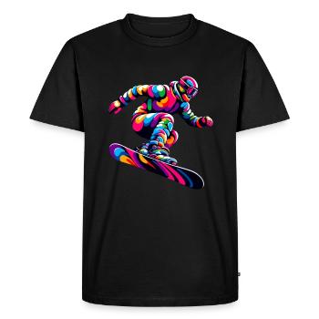 Colorful Pop Art Snowboarding Snowboard - Men's Premium Organic T-Shirt - black - Front - Nico (187cm)