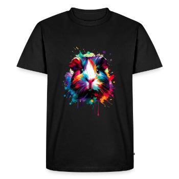 Splash Art coloré cochon d’Inde amant cochons d’Inde - T-shirt Premium bio Homme - noir - Devant - Nico (187cm)