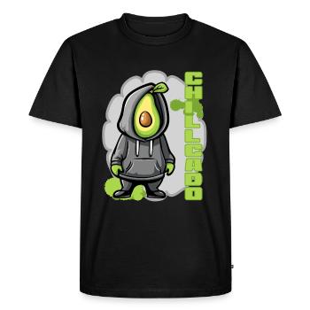 Chillcado - Avocado with Hoodie - Men's Premium Organic T-Shirt - black - Front - Nico (187cm)