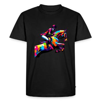 Pop Art Équitation Chevaux Cheval équestre - T-shirt Premium bio Homme - noir - Devant - Nico (187cm)