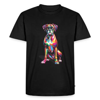 Boxer Pop Art coloré chien Boxers - T-shirt Premium bio Homme - noir - Devant - Nico (187cm)