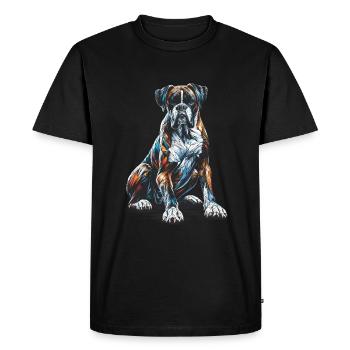 Polygon Art Boxer Dog Boxers - Men's Premium Organic T-Shirt - black - Front - Nico (187cm)