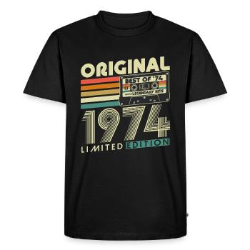 Original 1974 Jahrgang Geburtstag Vintage Retro - Männer Premium Bio T-Shirt - Schwarz - Vorne - Nico (187cm)