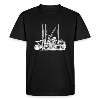 Line Art Ice Fishing Fish Fisherman Angler - Men's Premium Organic T-Shirt - black - Front - Nico (187cm)
