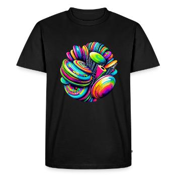 Pop Art Frisbee Disc Golf Player Flying Discs - Men's Premium Organic T-Shirt - black - Front - Nico (187cm)