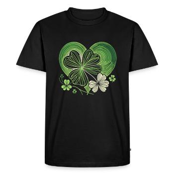 Shamrock coeur irlandais St Patricks Day manigances - T-shirt Premium bio Homme - noir - Devant - Nico (187cm)