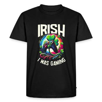 Irish I Was Gaming St Patricks Day Video Gamer - Men's Premium Organic T-Shirt - black - Front - Nico (187cm)