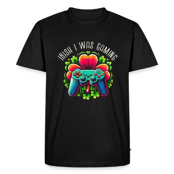 Irish I Was Gaming St Patricks Day Video Gamer - Men's Premium Organic T-Shirt - black - Front - Nico (187cm)