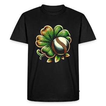 Baseball Shamrock St Patricks Day Baseballer Saint - Men's Premium Organic T-Shirt - black - Front - Nico (187cm)