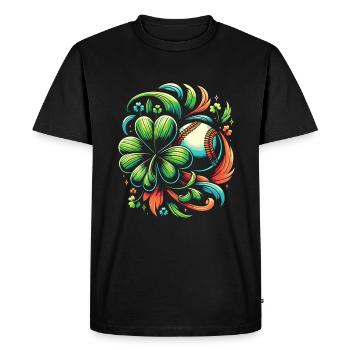 Baseball Shamrock St Patricks Day Baseballer Saint - Men's Premium Organic T-Shirt - black - Front - Nico (187cm)
