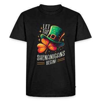 Let The Shenanigans Begin Leprechaun Hat St - Men's Premium Organic T-Shirt - black - Front - Nico (187cm)