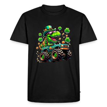 St Patricks jour dinosaure Leprechaun Monster Truck - T-shirt Premium bio Homme - noir - Devant - Nico (187cm)