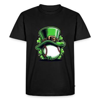 Baseball Shamrock St Patricks Day Baseballer Saint - Men's Premium Organic T-Shirt - black - Front - Nico (187cm)