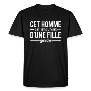 Cet homme est amoureux d'une fille géniale couple - T-shirt Premium bio Homme - noir - Devant - Nico (187cm)