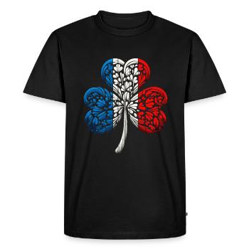 Shamrock France drapeau Saint Patrick St Patricks jour - T-shirt Premium bio Homme - noir - Devant - Nico (187cm)