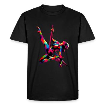 Coloré Pop Art Aérien Soie Yoga Aérienne - T-shirt Premium bio Homme - noir - Devant - Nico (187cm)