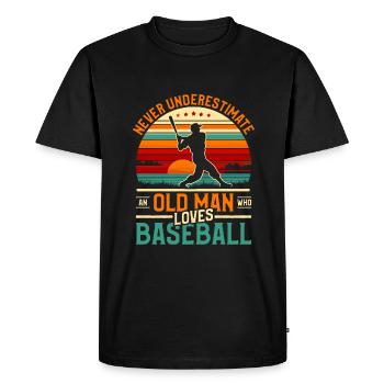 Ne sous-estimez jamais un vieil homme qui aime le baseball - T-shirt Premium bio Homme - noir - Devant - Nico (187cm)