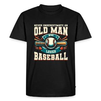 Ne sous-estimez jamais un vieil homme qui aime le baseball - T-shirt Premium bio Homme - noir - Devant - Nico (187cm)