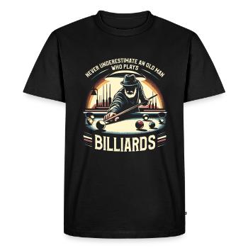 Ne sous-estimez jamais un vieil homme qui joue au billard - T-shirt Premium bio Homme - noir - Devant - Nico (187cm)