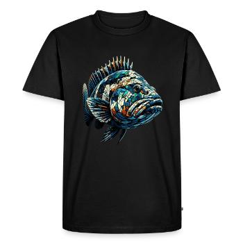 Polygone Art mérou poisson bar - T-shirt Premium bio Homme - noir - Devant - Nico (187cm)