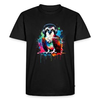 Splash Art Casque Balbuzard Balbuzard pêcheur Sea Hawk - T-shirt Premium bio Homme - noir - Devant - Nico (187cm)