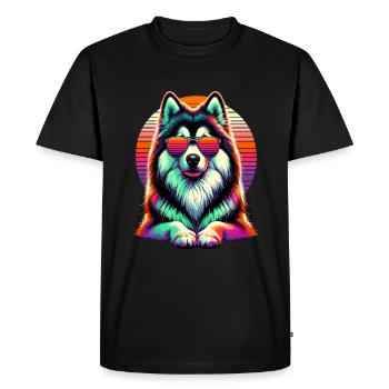 Lunettes de soleil rétro coucher de soleil chien esquimau canadien - T-shirt Premium bio Homme - noir - Devant - Nico (187cm)