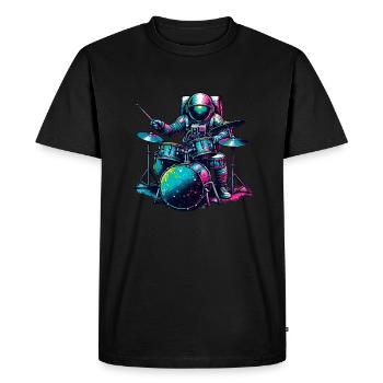 Astronaut Playing Drums Drum Drummer Drumming - Men's Premium Organic T-Shirt - black - Front - Nico (187cm)